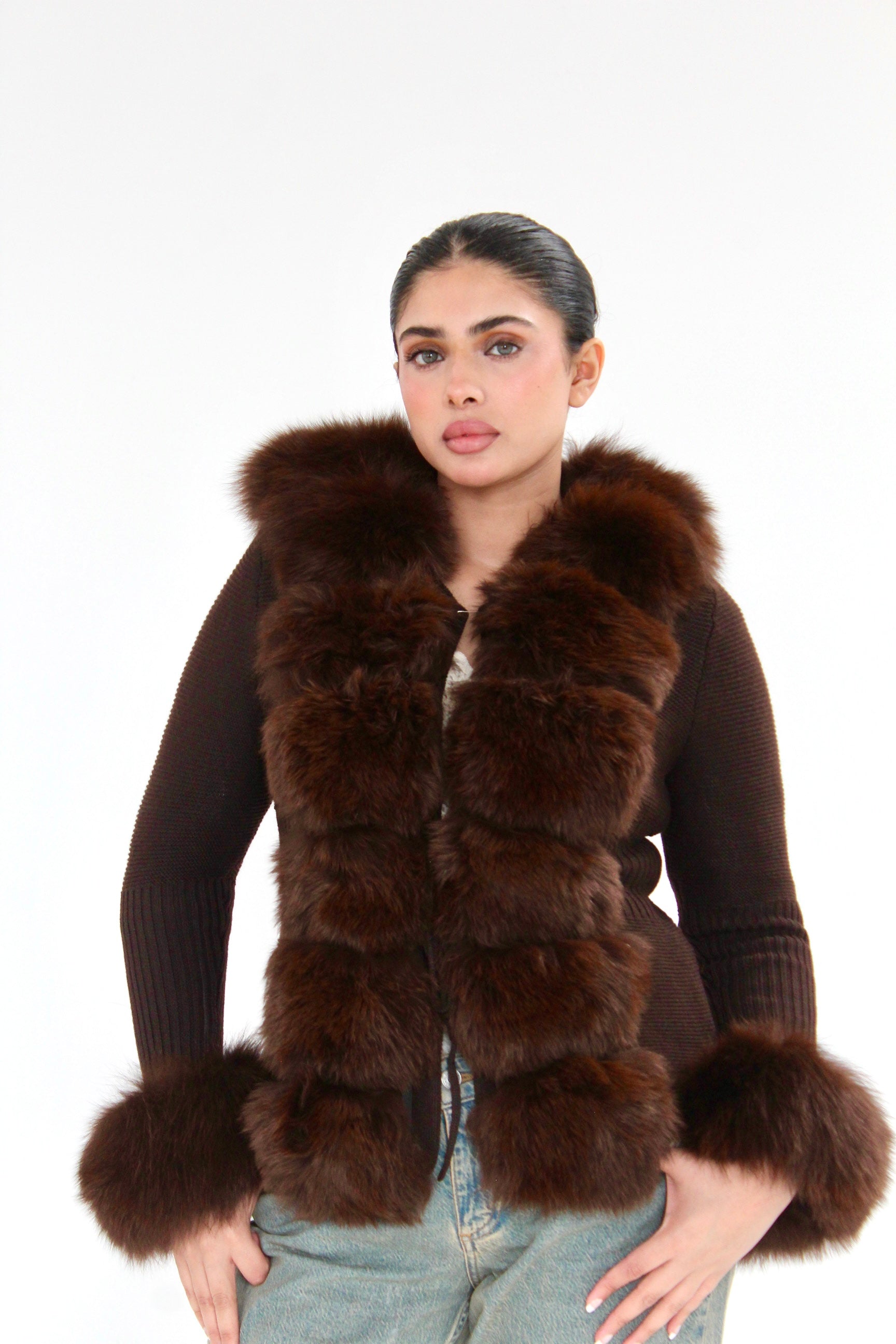 The Signature Fur-Trim Cardigan