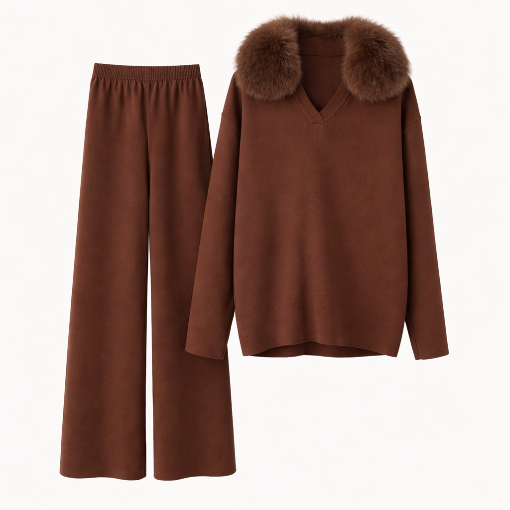 The Fur-Collar Knit Set