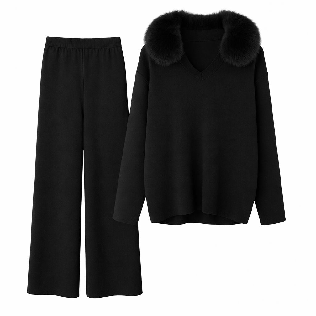 The Fur-Collar Knit Set