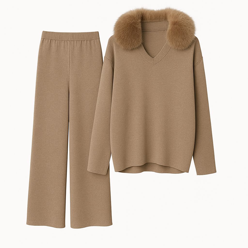 The Fur-Collar Knit Set