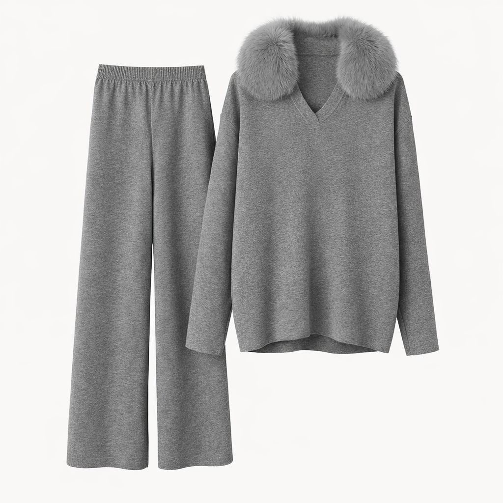 The Fur-Collar Knit Set