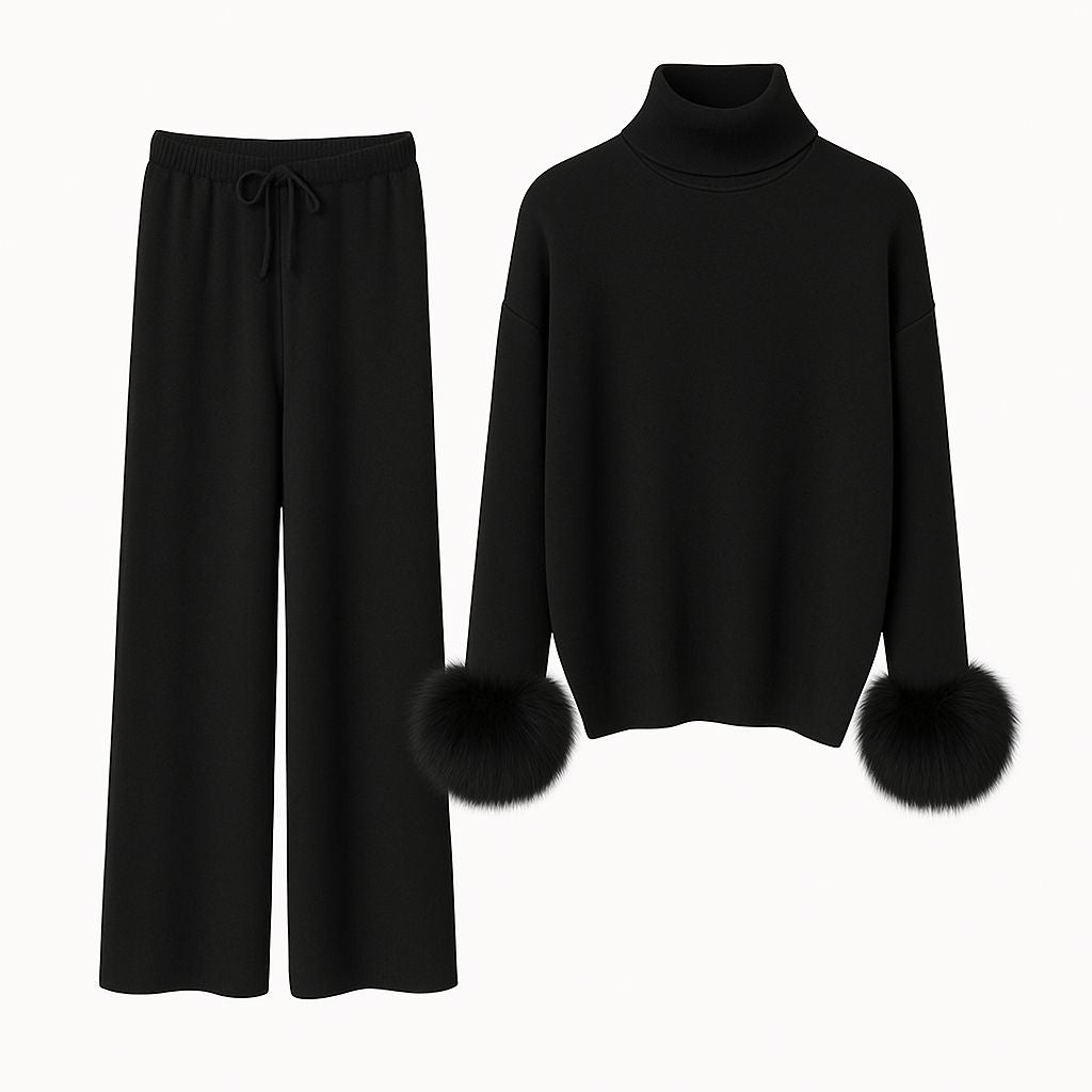 The Fur-Cuff Knit Set