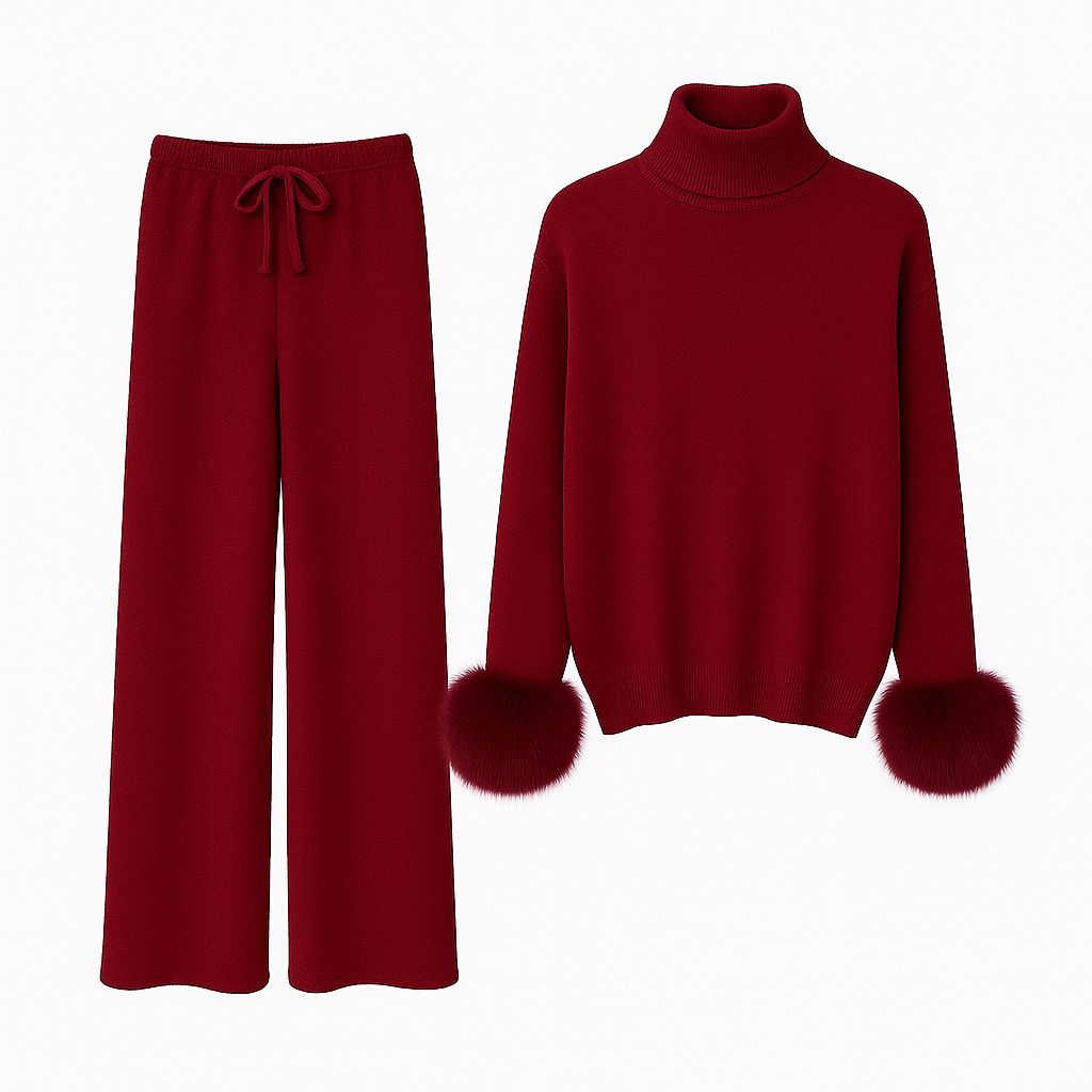 The Fur-Cuff Knit Set