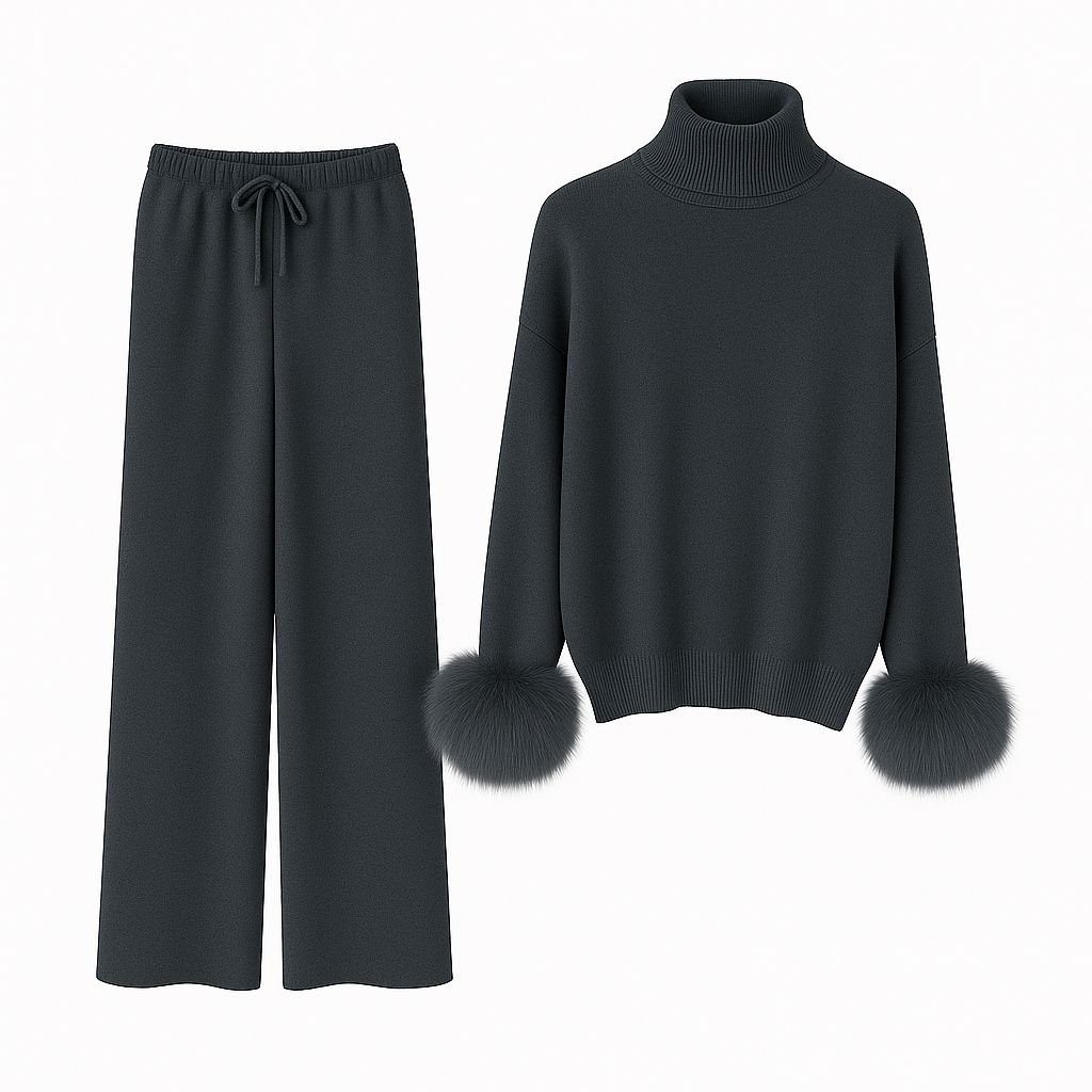 The Fur-Cuff Knit Set