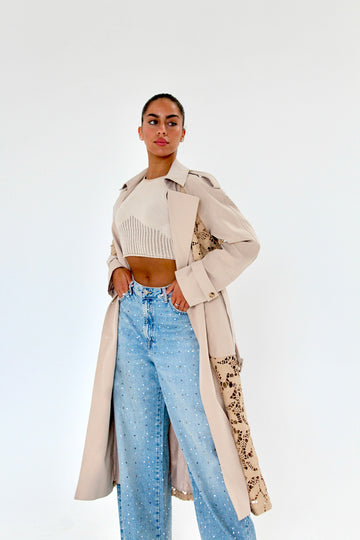 Lace Detail Trench Coat