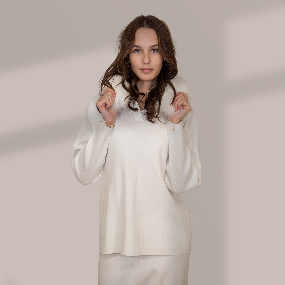 The Fur-Collar Knit Set