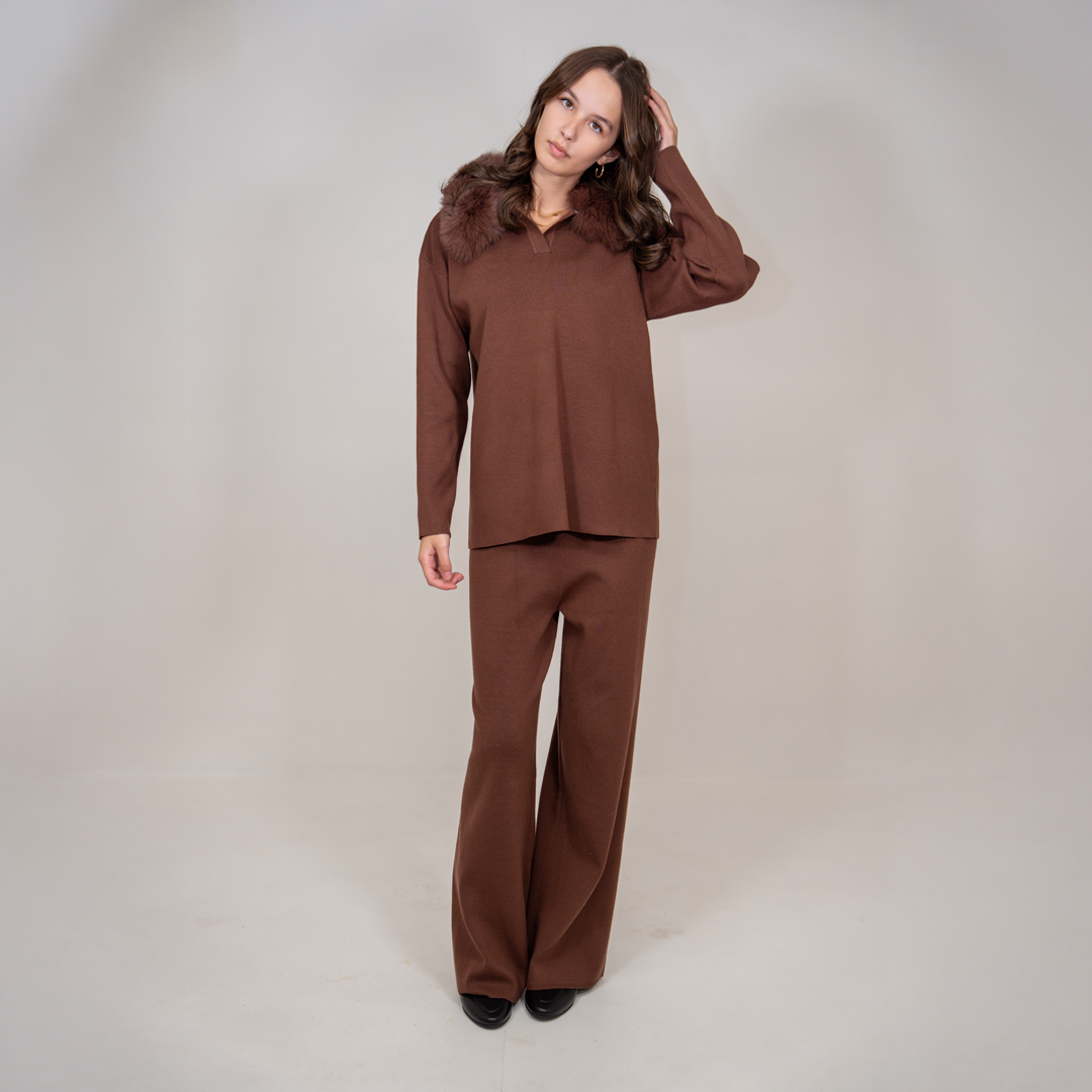 The Fur-Collar Knit Set